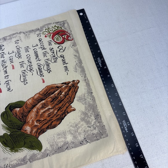 1977 Vtg‎ Hanging Calendar Tea Towel Praying Hands Serenity Prayer God Grant Me - Picture 9 of 9